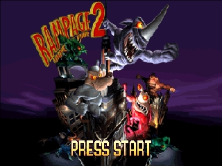 Rampage 2 Universal Tour title screen for Nintendo 64